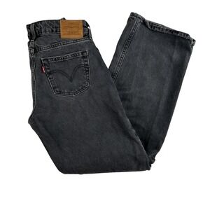 Levis Premium Low Loose Jeans Womens 24x30 Black Straight Leg Denim 100% Cotton